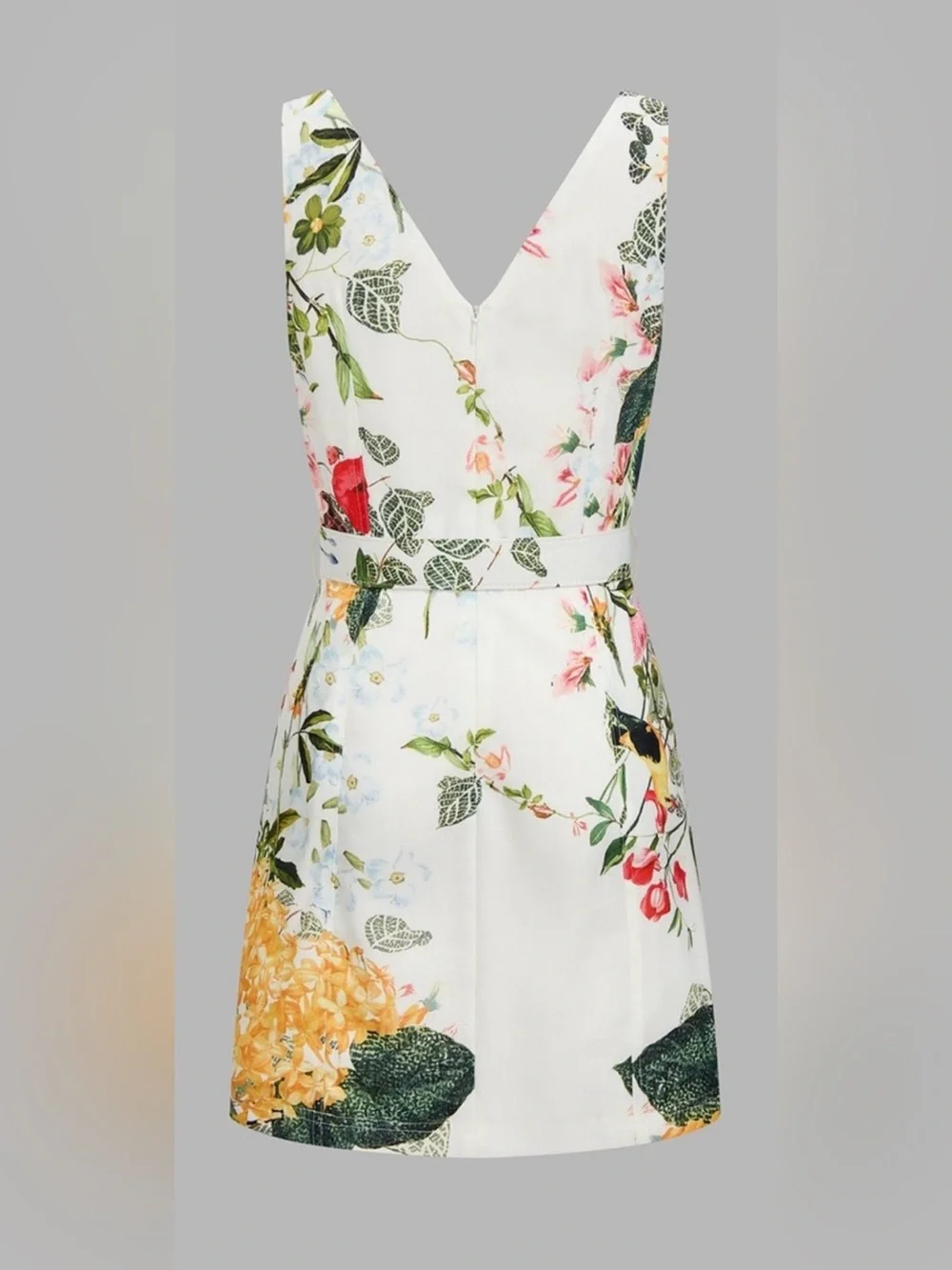 Commense White Floral Belt with Gold-Tone Buckle